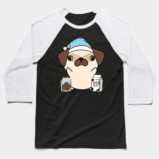 Funny Pug is having a midnight snack Baseball T-Shirt